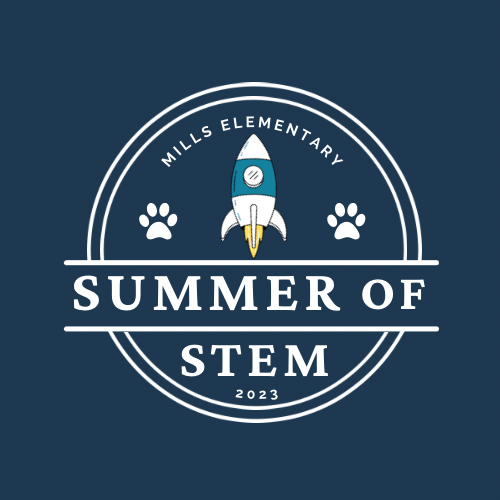 Summer go Stem camp logo for 2023 with a rocket 