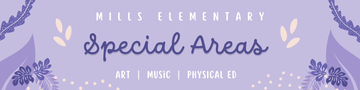 Essentials Area Banner filled with Art, Music, and PE Clipart