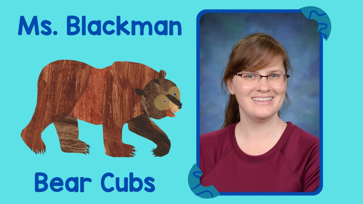 Ms. Blackman with Eric Carle's Brown Bear