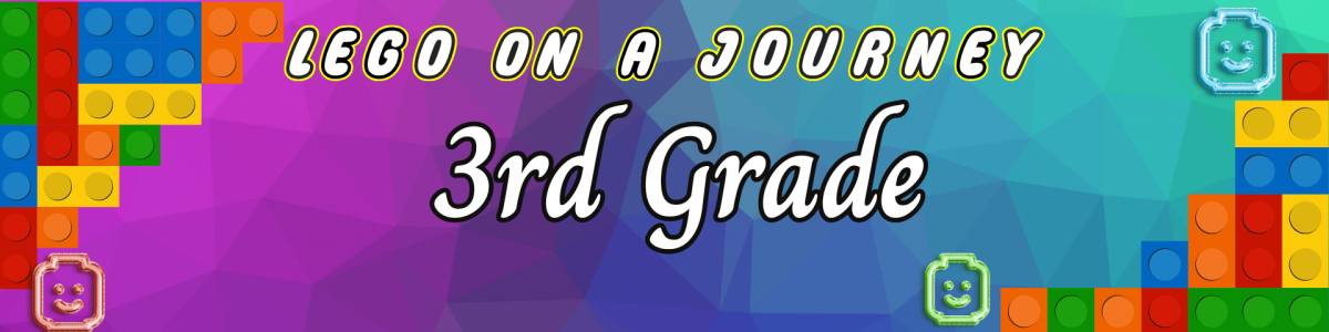 Mills Elementary 3rd Grade Logo: Lego on this third grade journey